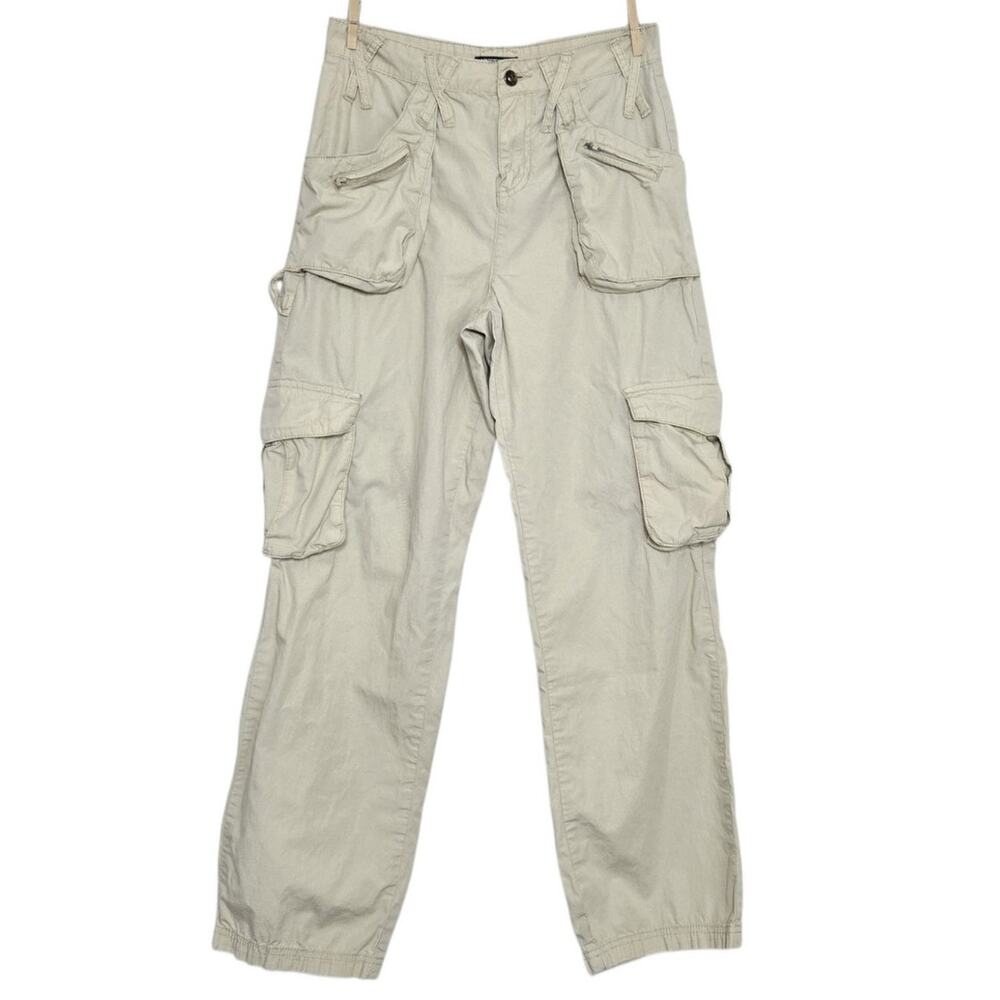 Y2K Hot Topic Womens Cargo Utility Pants Size 3 Tan Skater Grunge Punk